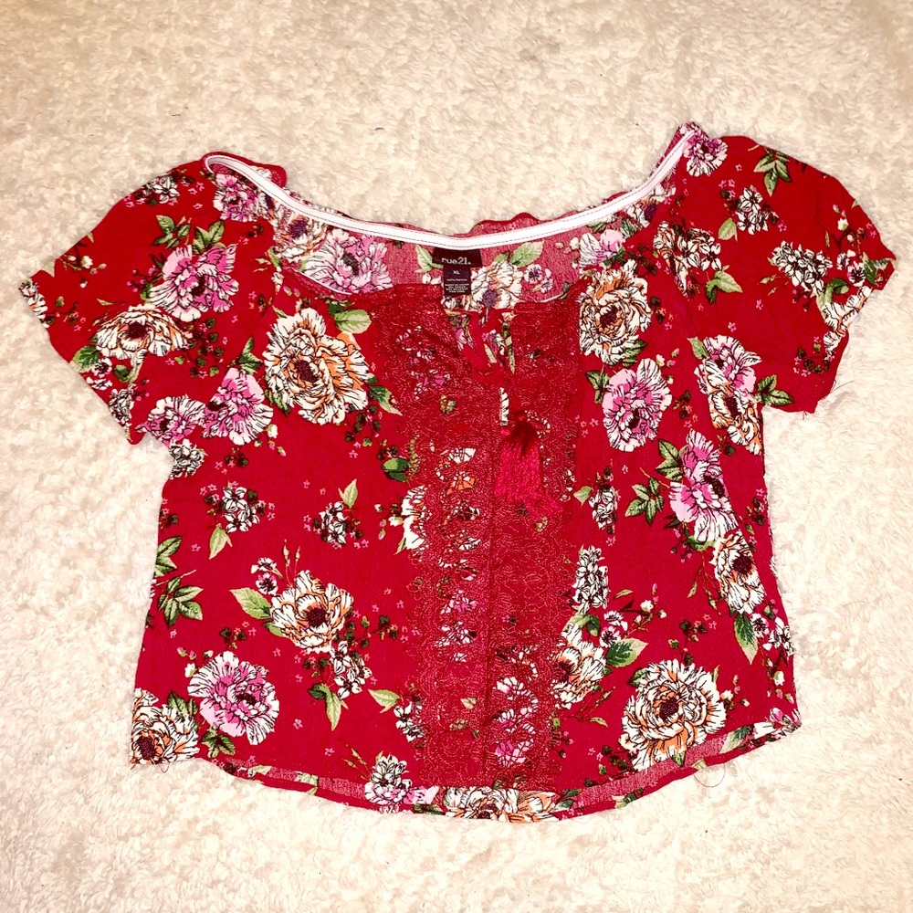 Rue21 Red Flower Top